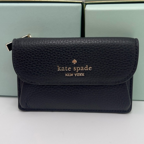 Kate Spade Dumpling Small Pebble Leather Flap Card Holder Wallet 
Black 
NWT - Picture 8 of 16
